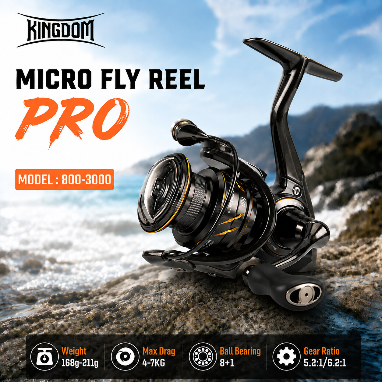 Abu Garcia Reel Max - Carretilha de Pesca Kingdom Micro Fly